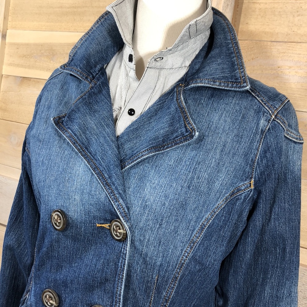 Vintage Denim Double Breasted Pea Coat